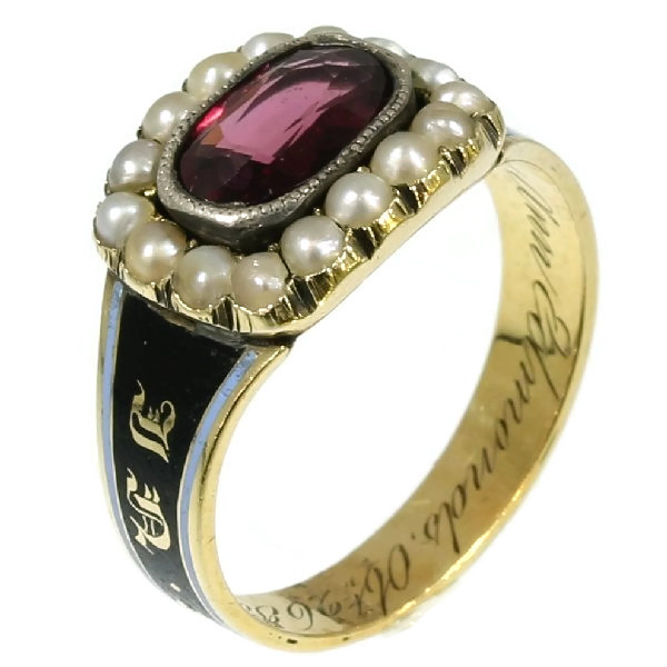 Gold Georgian antique mourning ring in memory of Mary Ann Edmonds 1806-1822 (image 3 of 20)